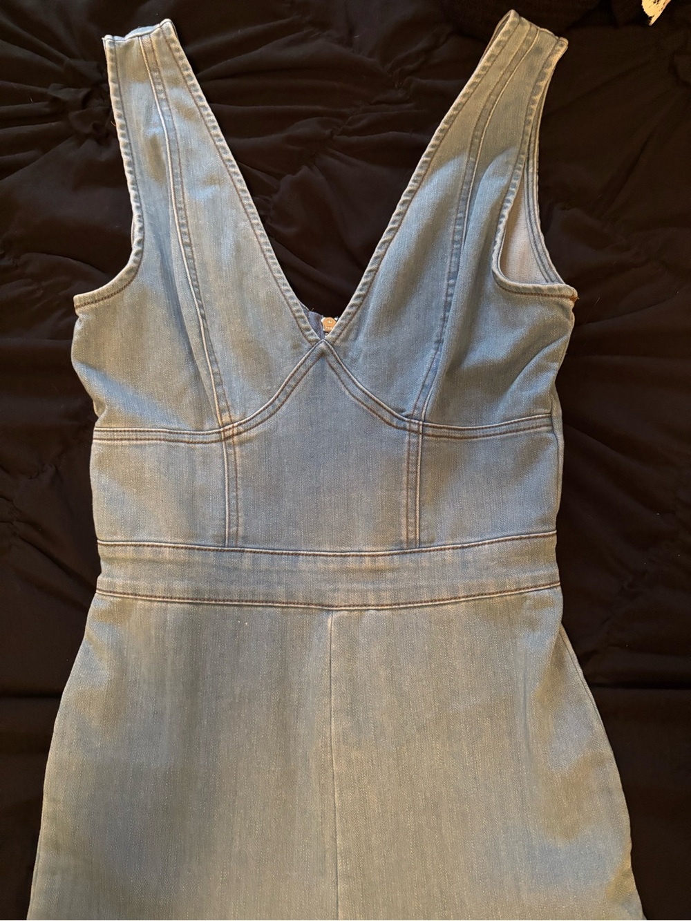 Light Wash Denim V-Neck jumpsuit